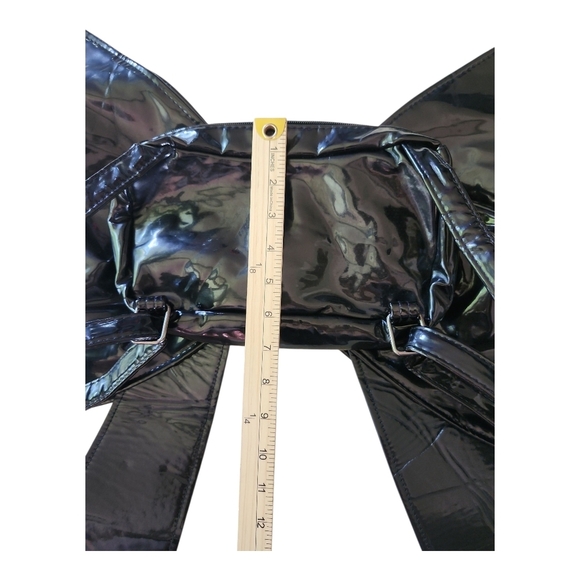 Fortnite Oversized Bow Backpack Black Patent Cosplay Y2K Kawaii Statement Bag - Picture 8 of 10